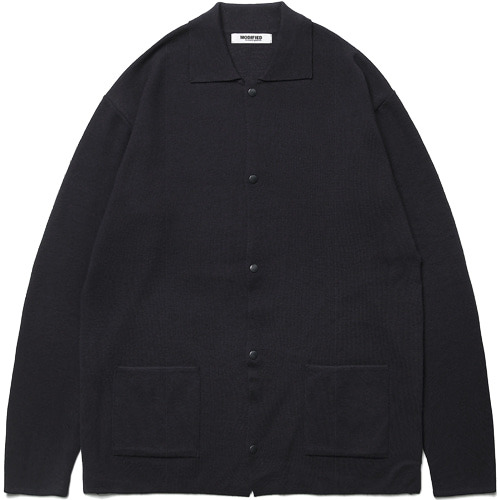 M#1480 collar knit cardigan (black)