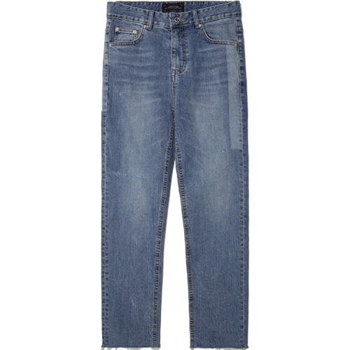 M#1498 line blue cutted crop jeans