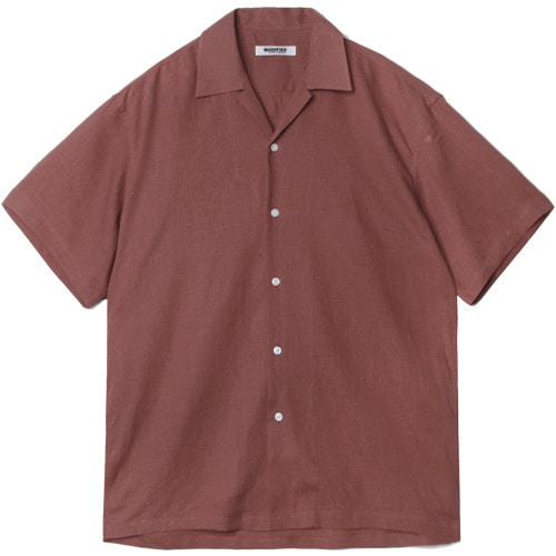 M#1573 tencel linen open shirt (brick)