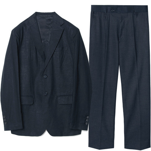 M#1622 linen solid set-up suit (navy)